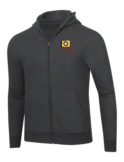 Charcoal 8.5 oz Ring Spun Zip Hooded Sweatshirt w/E.N. Bisso Logo