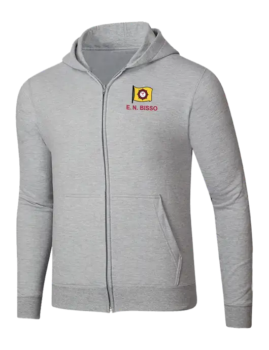Light Grey Heather 8.5 oz Ring Spun Zip Hooded Sweatshirt w/E.N. Bisso Logo