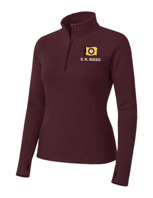Maroon Womens Sport Wick Stretch 1/4 Zip Pullover w/E.N. Bisso Logo