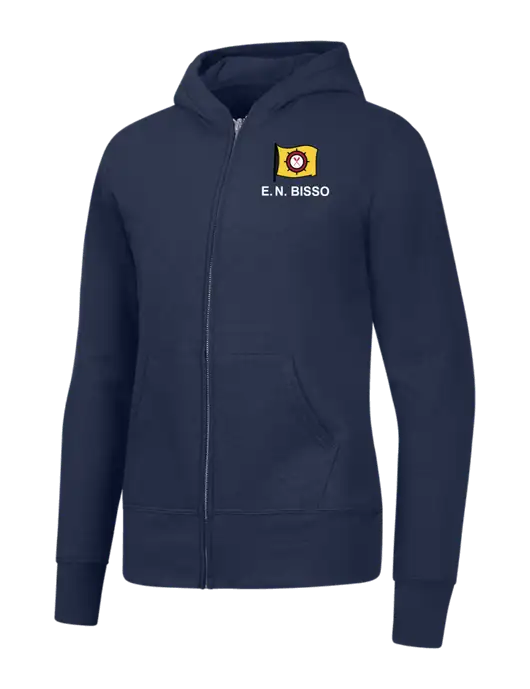 Navy Womens Core Fleece Full-Zip Hooded Sweatshirt w/E.N. Bisso Logo