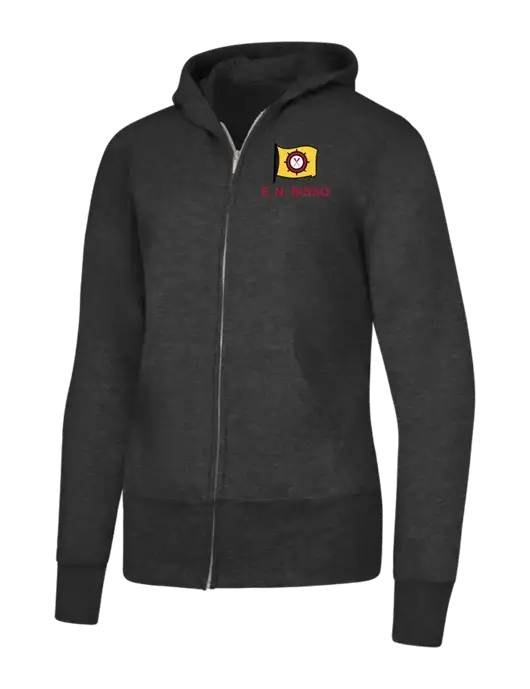 Dark Heather Grey Womens Core Fleece Full-Zip Hooded Sweatshirt w/E.N. Bisso Logo