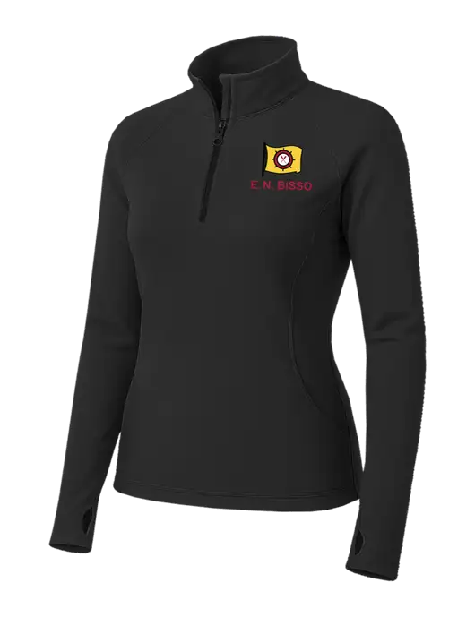 Charcoal Grey Womens Sport Wick Stretch 1/4 Zip Pullover w/E.N. Bisso Logo