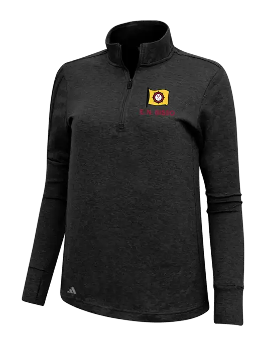 Adidas Black Melange Womens 3 Stripes Quarter Zip Sweater w/E.N. Bisso Logo
