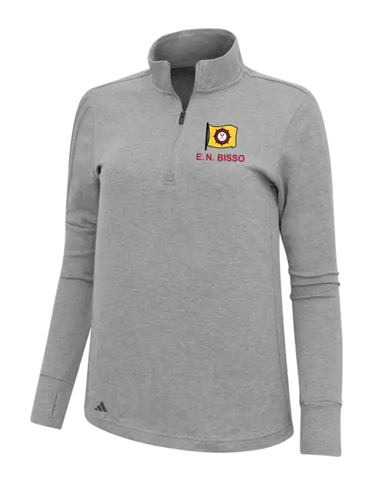 Adidas Light Grey Melange Womens 3 Stripes Quarter Zip Sweater w/E.N. Bisso Logo