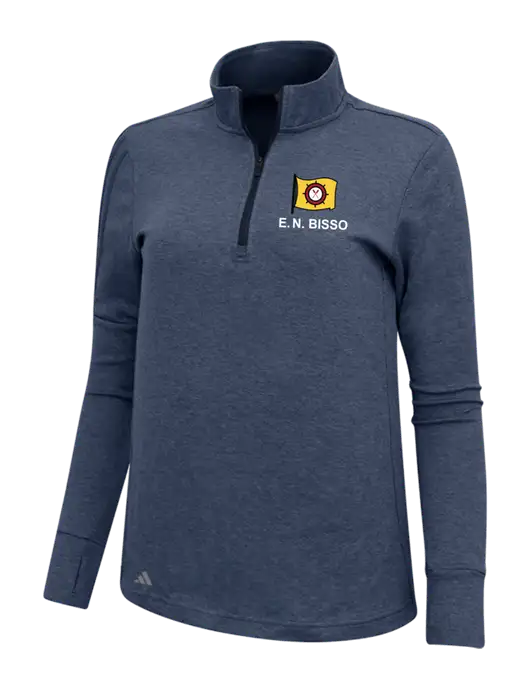 Adidas Navy Melange Womens 3 Stripes Quarter Zip Sweater w/E.N. Bisso Logo