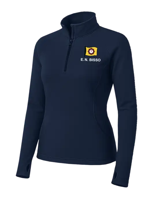 Navy Womens Sport Wick Stretch 1/4 Zip Pullover w/E.N. Bisso Logo
