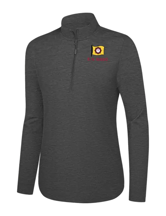  Womens Dark Grey Heather C-FREE Double Knit 1/4-Zip w/E.N. Bisso Logo