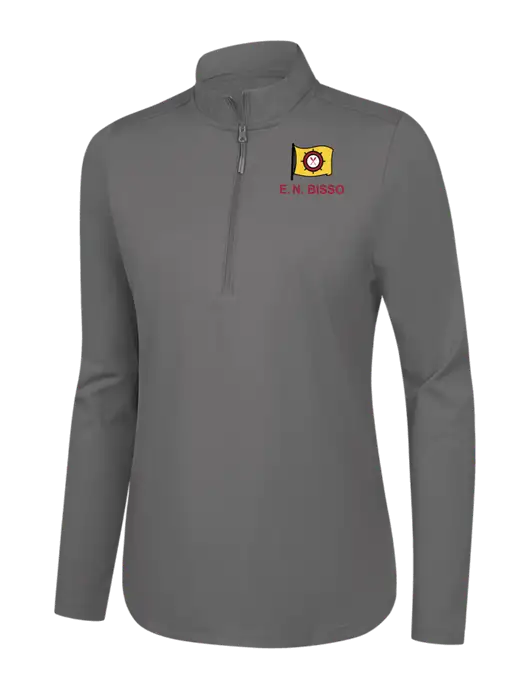  Womens Dark Medium Grey C-FREE Double Knit 1/4-Zip w/E.N. Bisso Logo