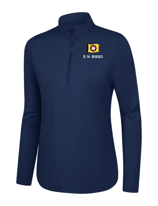  Womens Dark Navy C-FREE Double Knit 1/4-Zip w/E.N. Bisso Logo