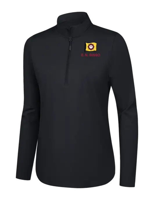  Womens Black C-FREE Double Knit 1/4-Zip w/E.N. Bisso Logo