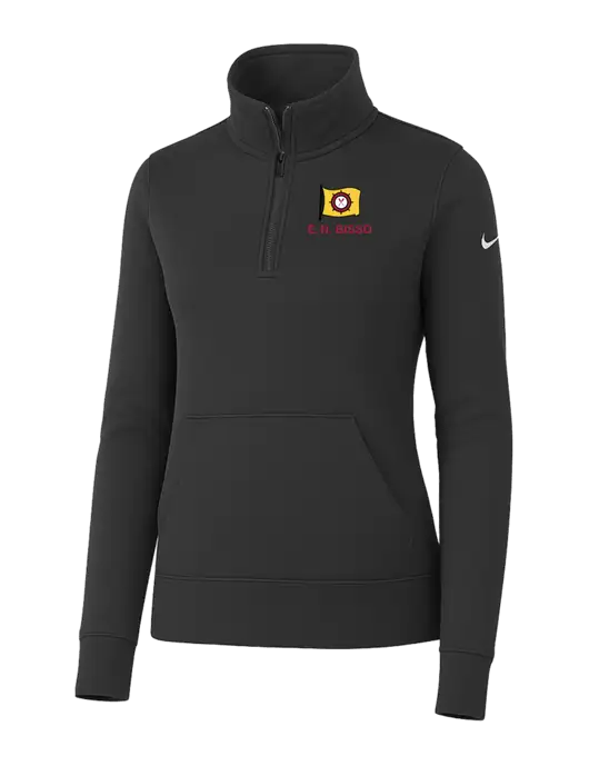 Nike Womens Dark Grey Club Fleece Sleeve Swoosh 1/2-Zip w/E.N. Bisso Logo