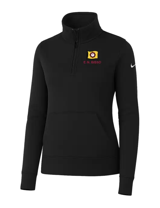 Nike Womens Black Club Fleece Sleeve Swoosh 1/2-Zip w/E.N. Bisso Logo