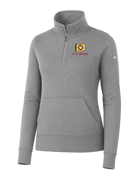 Nike Womens Light Grey Heather Club Fleece Sleeve Swoosh 1/2-Zip w/E.N. Bisso Logo