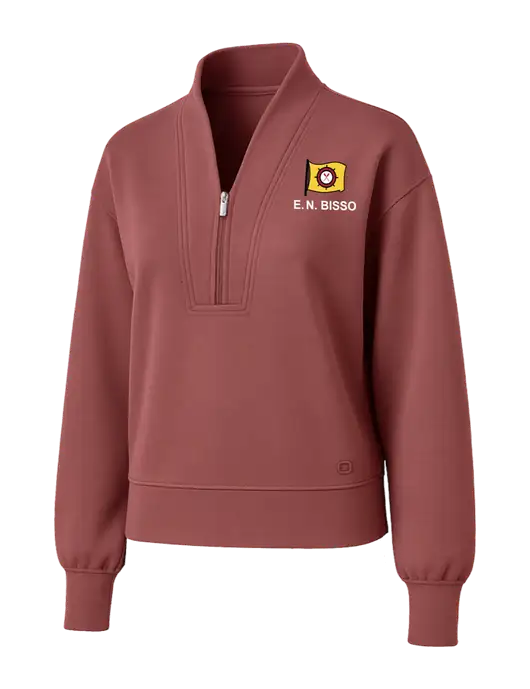 OGIO Womens Soft Maroon Transcend 1/4-Zip w/E.N. Bisso Logo