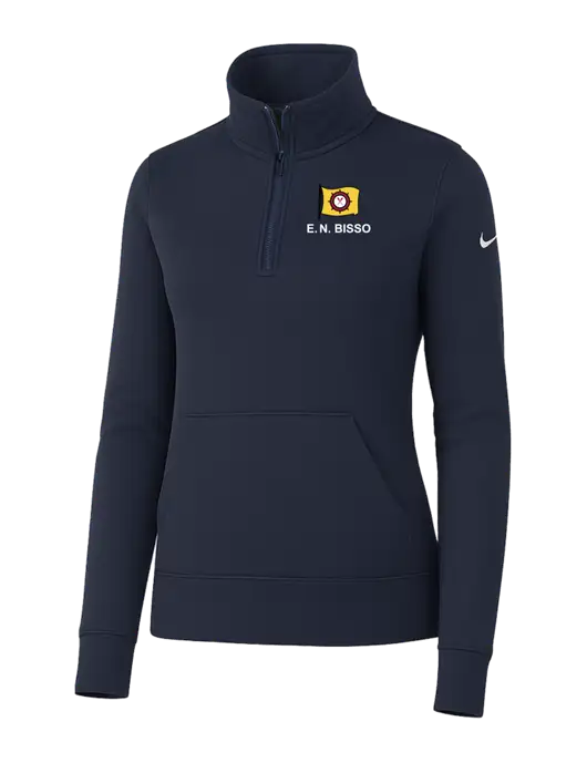 Nike Womens Dark Navy Club Fleece Sleeve Swoosh 1/2-Zip w/E.N. Bisso Logo