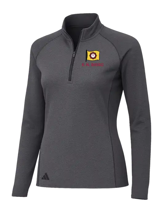 Adidas Womens Black Melange Space Dyed Quarter-Zip Pullover  w/E.N. Bisso Logo