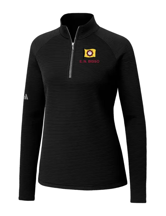 Adidas Womens Black Spacer Quarter-Zip Pullover  w/E.N. Bisso Logo