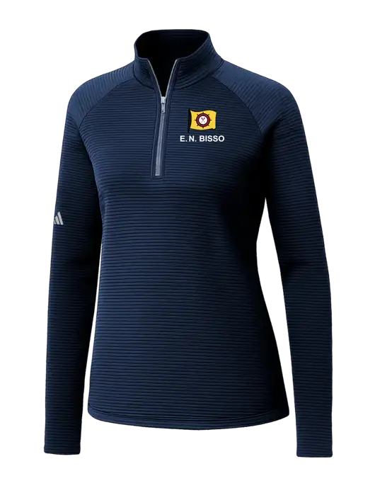 Adidas Womens Navy Spacer Quarter-Zip Pullover  w/E.N. Bisso Logo