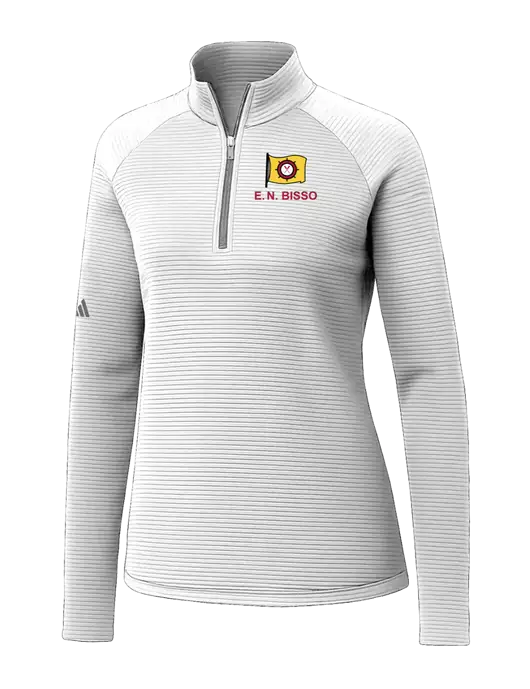 Adidas Womens White Spacer Quarter-Zip Pullover  w/E.N. Bisso Logo