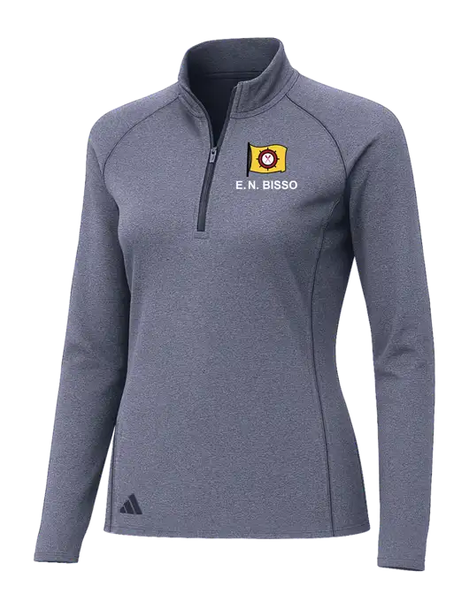 Adidas Womens Navy Melange Space Dyed Quarter-Zip Pullover  w/E.N. Bisso Logo