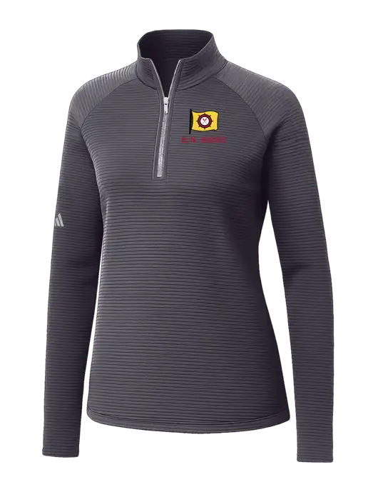 Adidas Womens Medium Grey Spacer Quarter-Zip Pullover  w/E.N. Bisso Logo