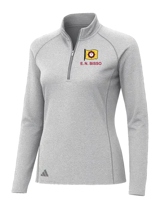 Adidas Womens Light Grey Heather Space Dyed Quarter-Zip Pullover  w/E.N. Bisso Logo