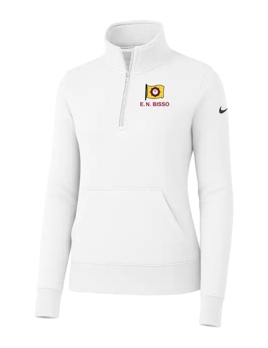 Nike Womens White Club Fleece Sleeve Swoosh 1/2-Zip w/E.N. Bisso Logo