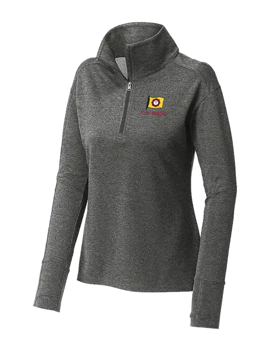 Womens Sport-Wick Flex Fleece Dark Grey Heather 1/4-Zip w/E.N. Bisso Logo