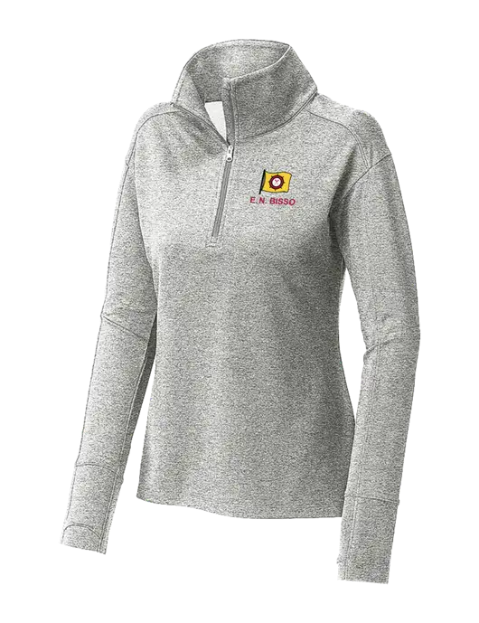 Womens Sport-Wick Flex Fleece Light Grey Heather 1/4-Zip w/E.N. Bisso Logo
