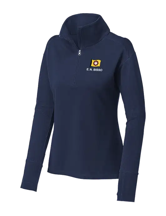 Womens Sport-Wick Flex Fleece Dark Navy 1/4-Zip w/E.N. Bisso Logo