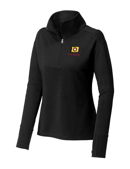 Womens Sport-Wick Flex Fleece Black 1/4-Zip w/E.N. Bisso Logo